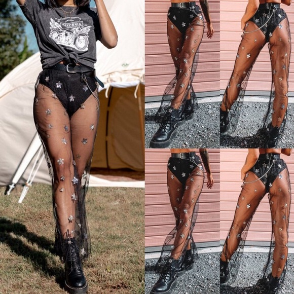 Beginning Boutique Star Mesh Trousers - Picture 1 of 7